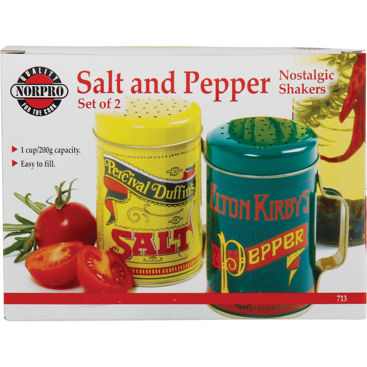 Norpro 10 Oz. Tin Nostalgic Salt & Pepper Shaker Set Image 4