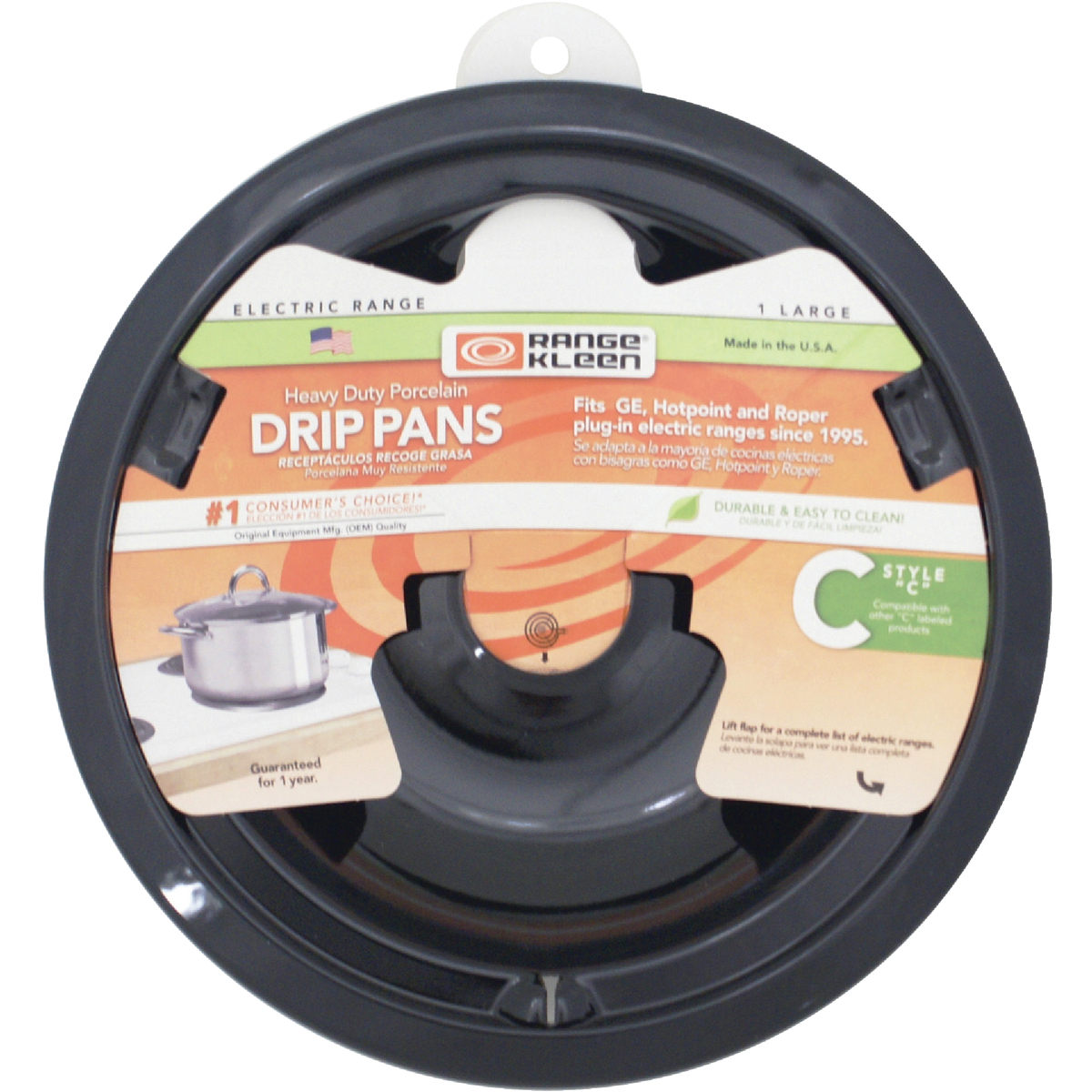 Range Kleen Electric 8" Style C Round Black Drip Pan Image 1