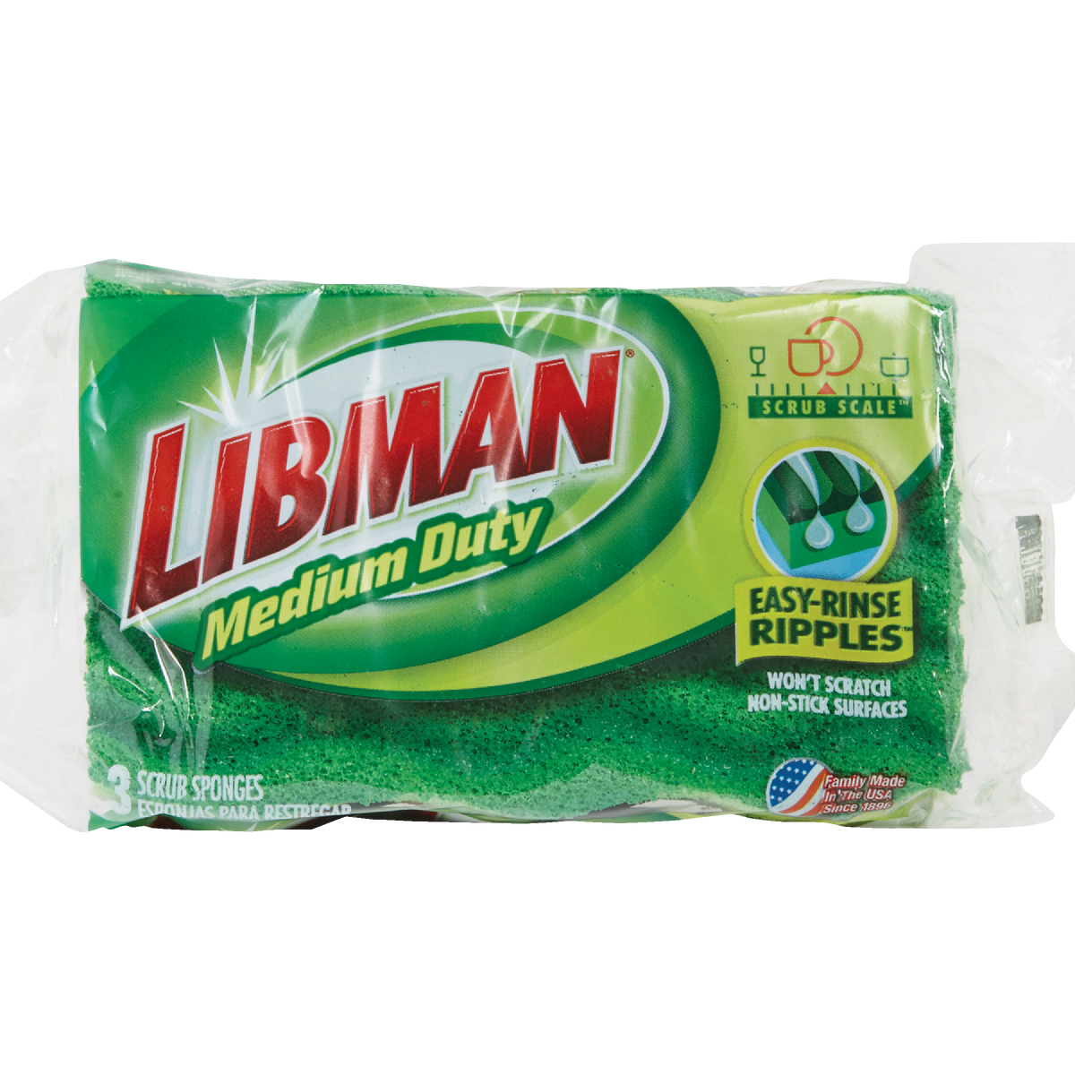 Libman 4.5 In. x 3 In. Green Medium Duty Scrubbing Sponge (3-Count) Image 2
