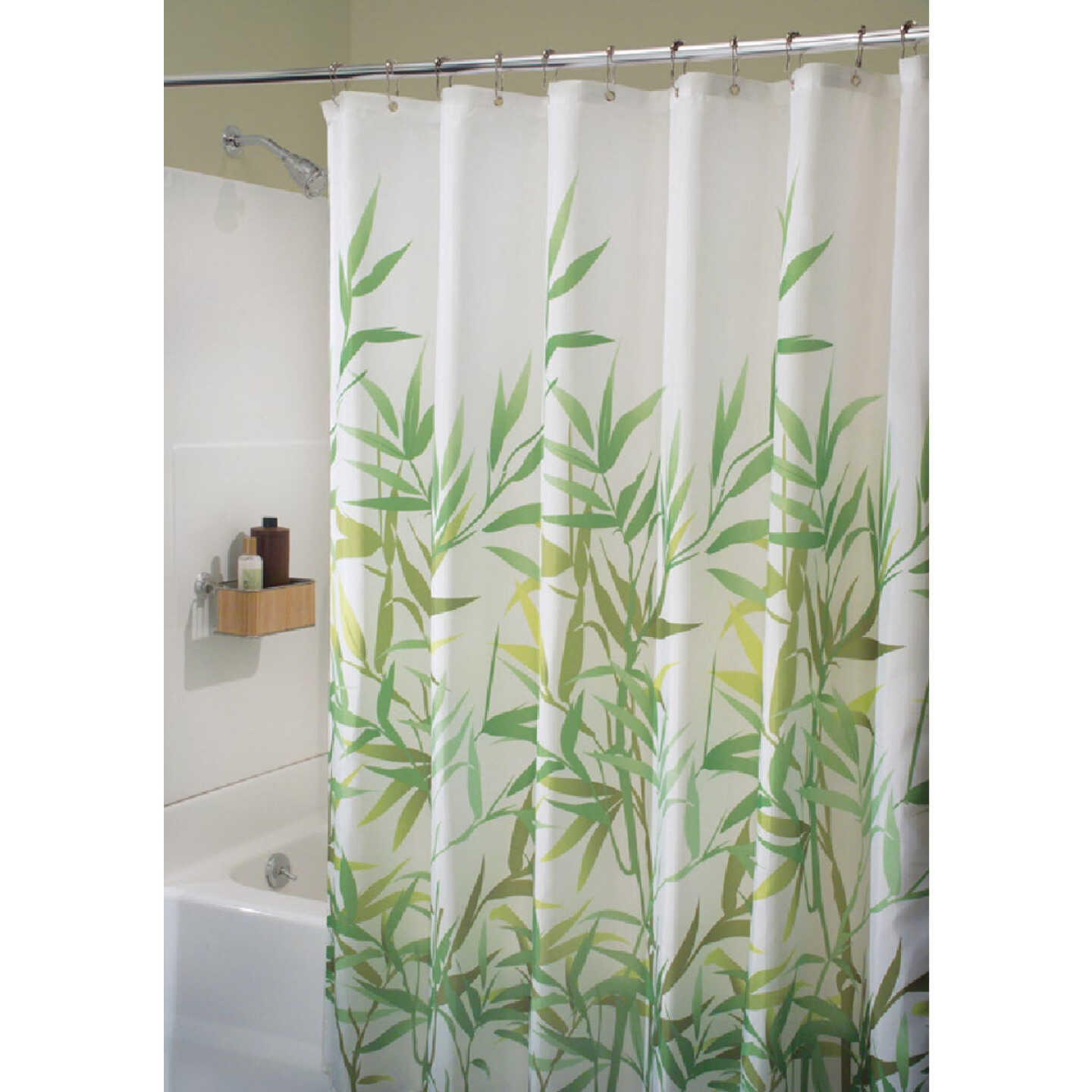 iDesign York 72 In. x 72 In. Green Vine 100% Polyester Graphic Fabric Shower Curtain Image 1