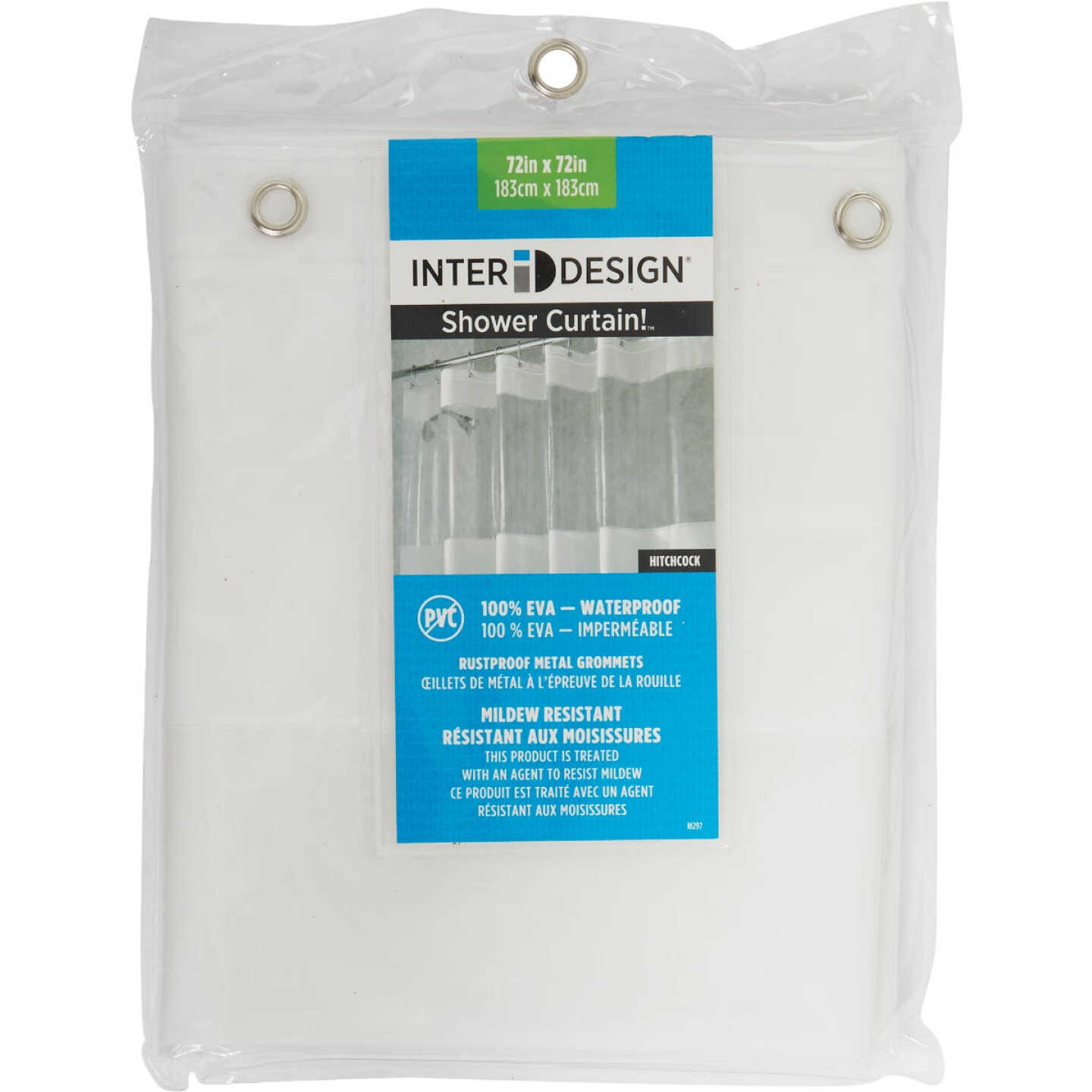 iDesign York Graphic 72 In. x 72 In. Frosted/Clear Eva Shower Curtain Image 2