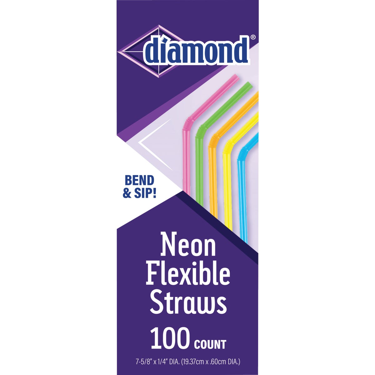 Diamond Flexible Neon Straw (100-Count)