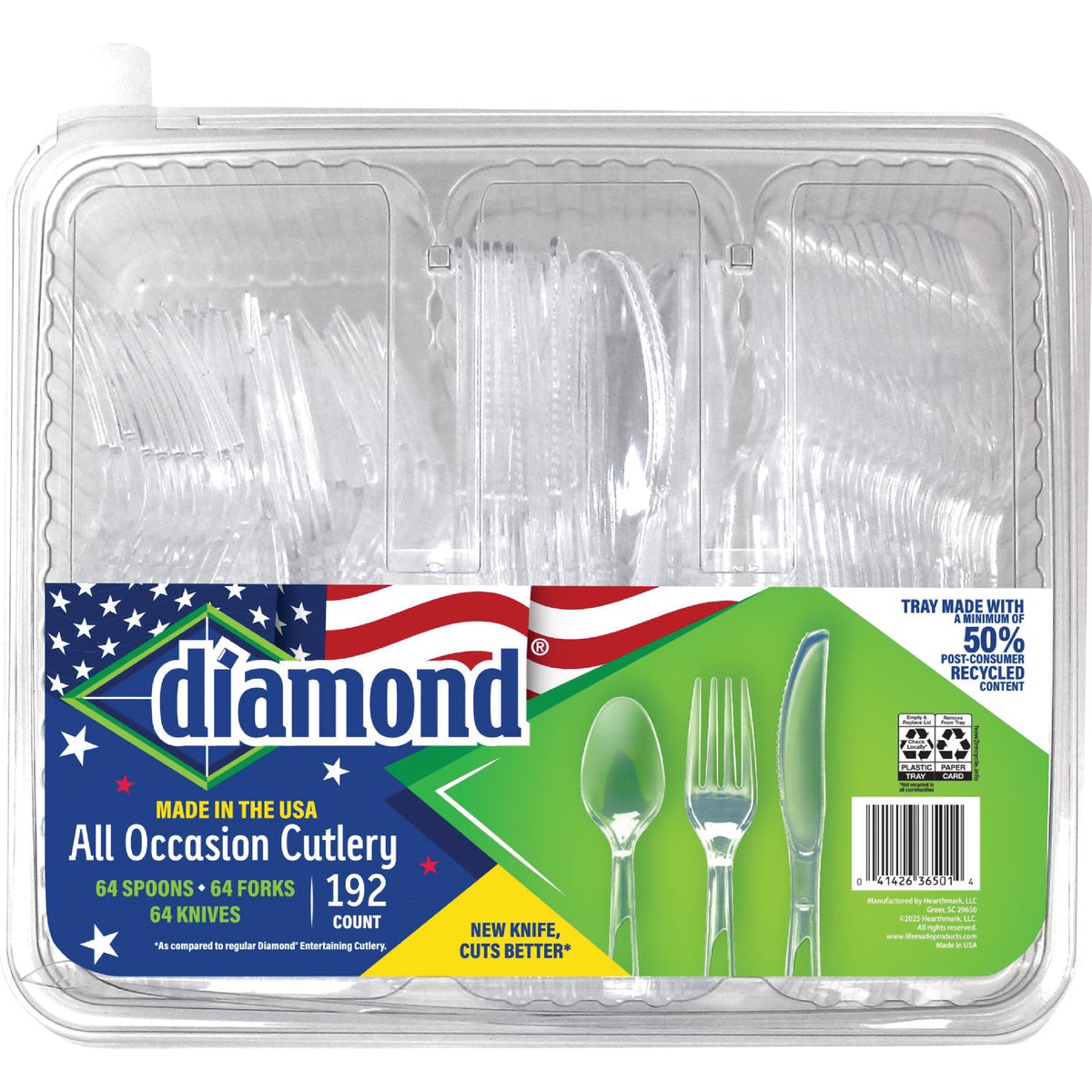 Diamond FS-LW Clear Plastic Cutlery Set (192 Piece Tray)