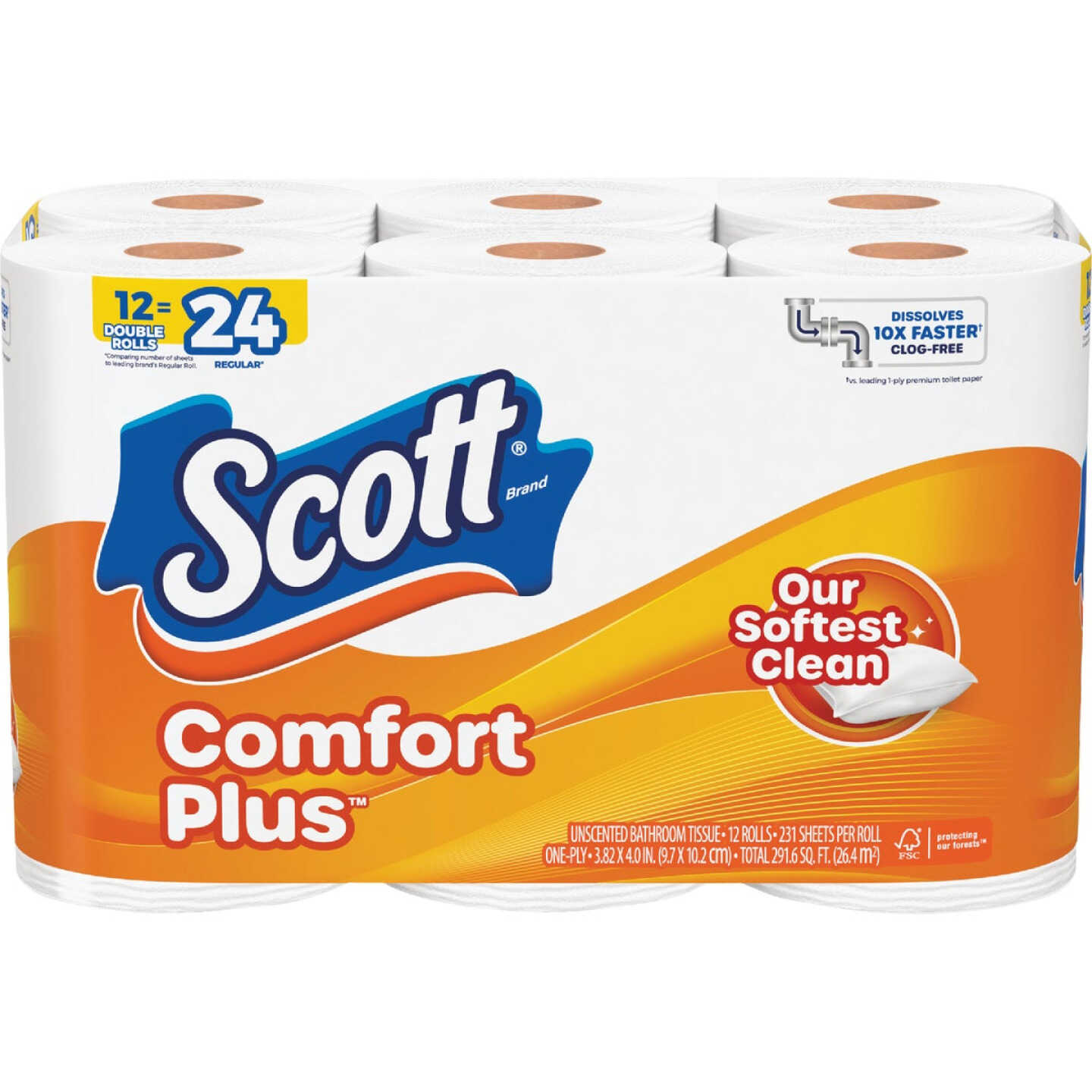 Scott Comfort Plus Extra Soft Toilet Paper (12 Double Rolls) Image 1