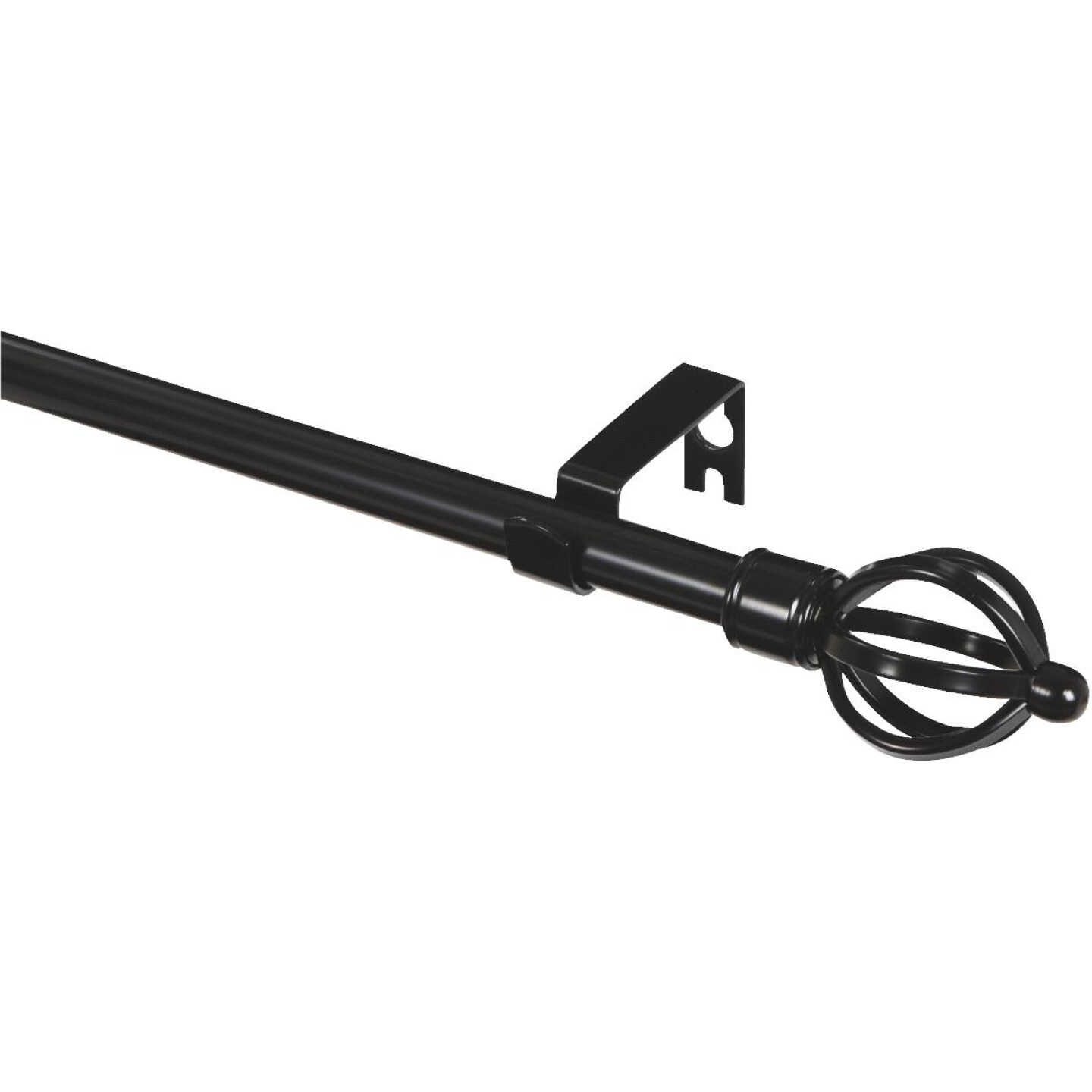 Levolor Cage Ball 28 In. To 48 In. 5/8 In. Single Black Curtain Rod Image 2