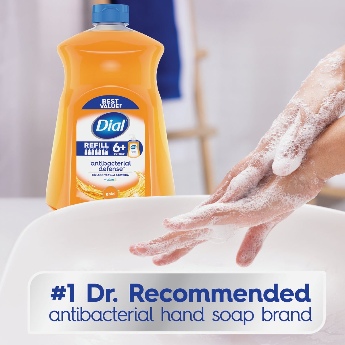 Dial Antibacterial Defense 52 Oz. Gold Liquid Hand Soap Refill Image 2