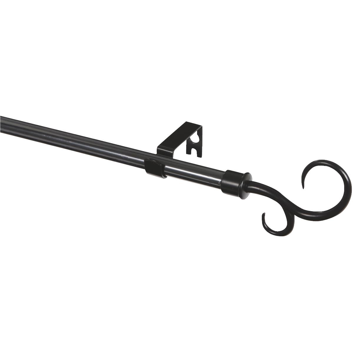 Levolor Scroll 48 In. To 84 In. 5/8 In. Single Curtain Rod, Black