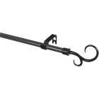 Levolor Scroll 48 In. To 84 In. 5/8 In. Single Curtain Rod, Black Image 2