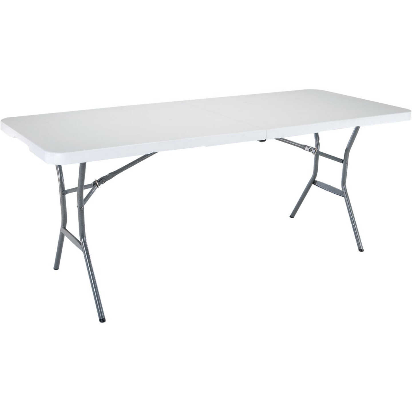 Lifetime 6 Ft. x 30 In. White Granite Light Commercial Fold-In-Half Table Image 1