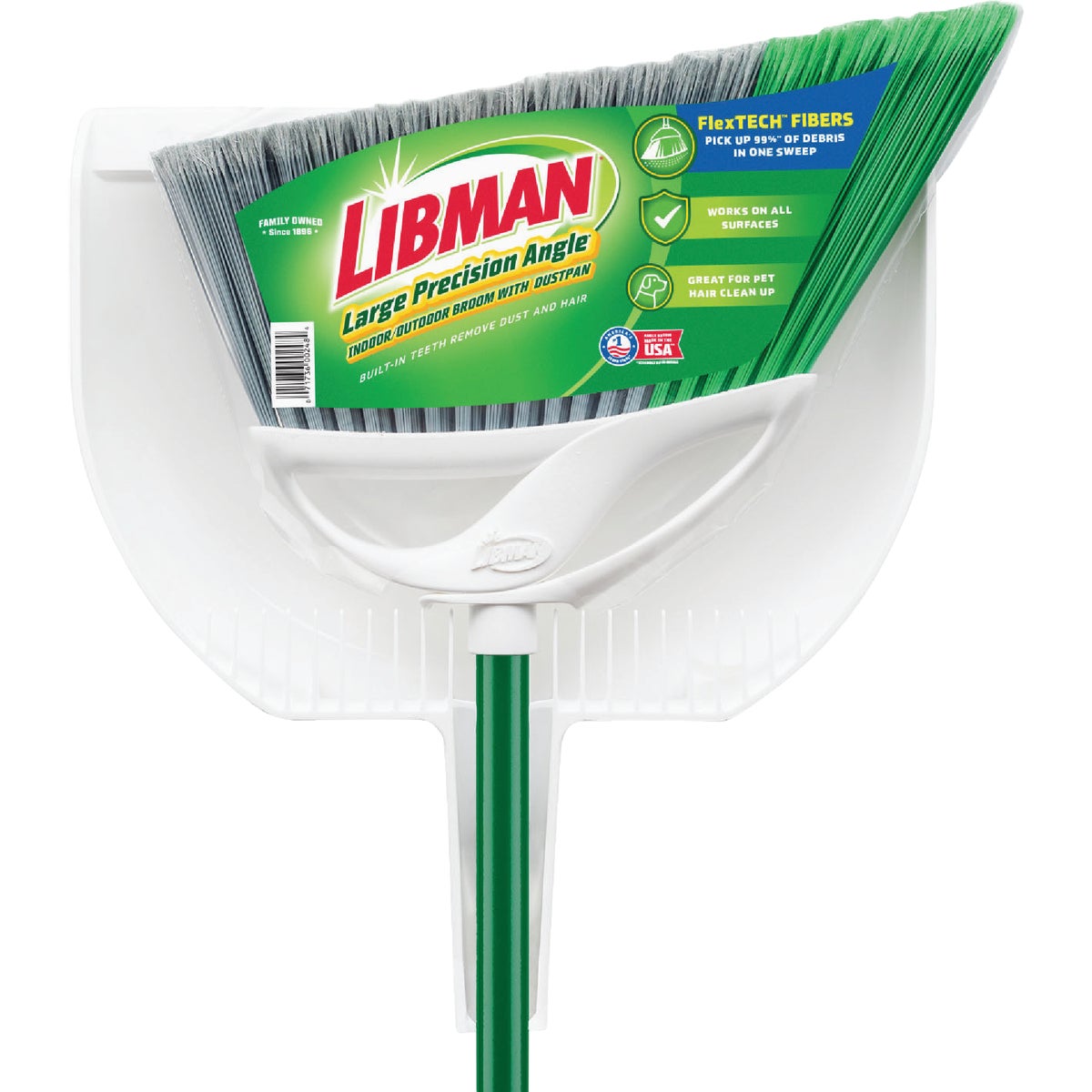 Libman 13 In. W. x 54 In. L. Steel Handle Large Precision Angle Broom with Dustpan