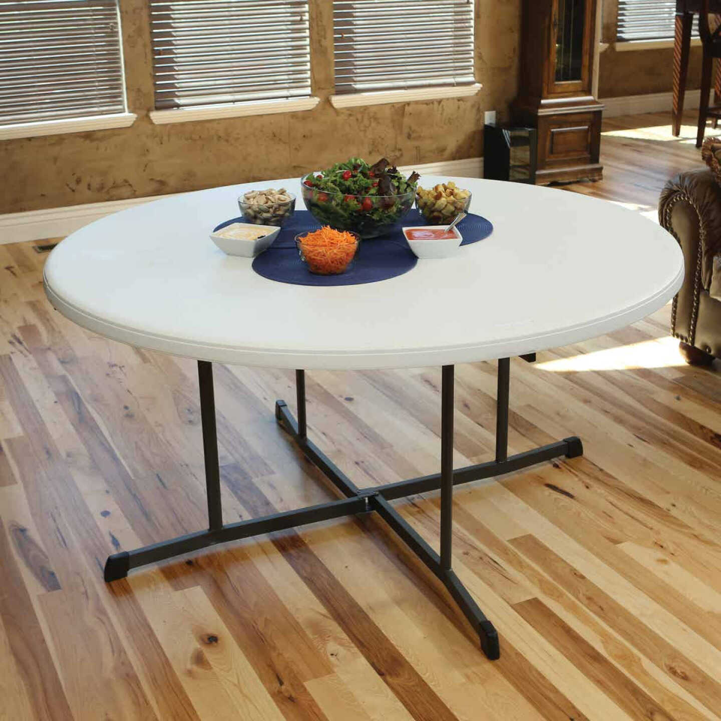 Lifetime 5 Ft. White Granite Round Commercial Folding Table Image 2