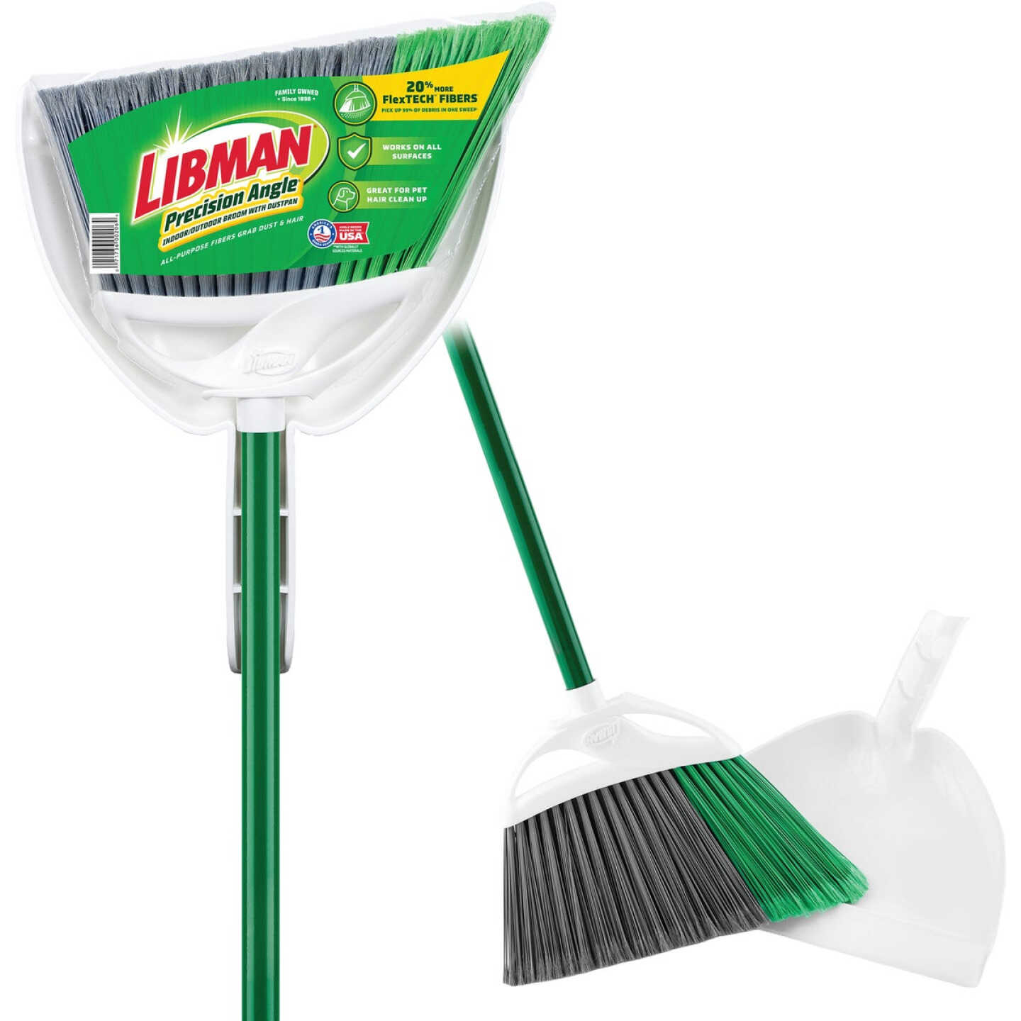 Libman 11 In. W. x 53.5 In. L. Precision Angle Broom with Dustpan Image 1