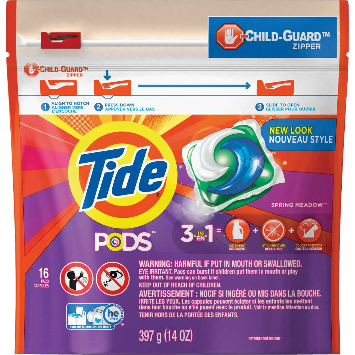 Tide Pods Spring Meadow Child-Guard Zipper Laundry Detergent (16-Count) Image 1