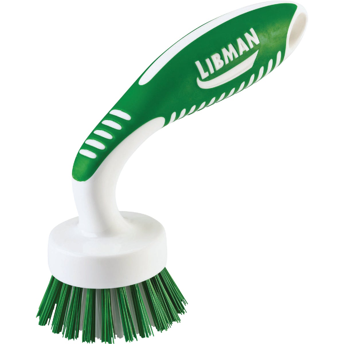 Libman White & Green Polymer 8 In. Ergonomic Rubber Grip Dish Brush Image 1