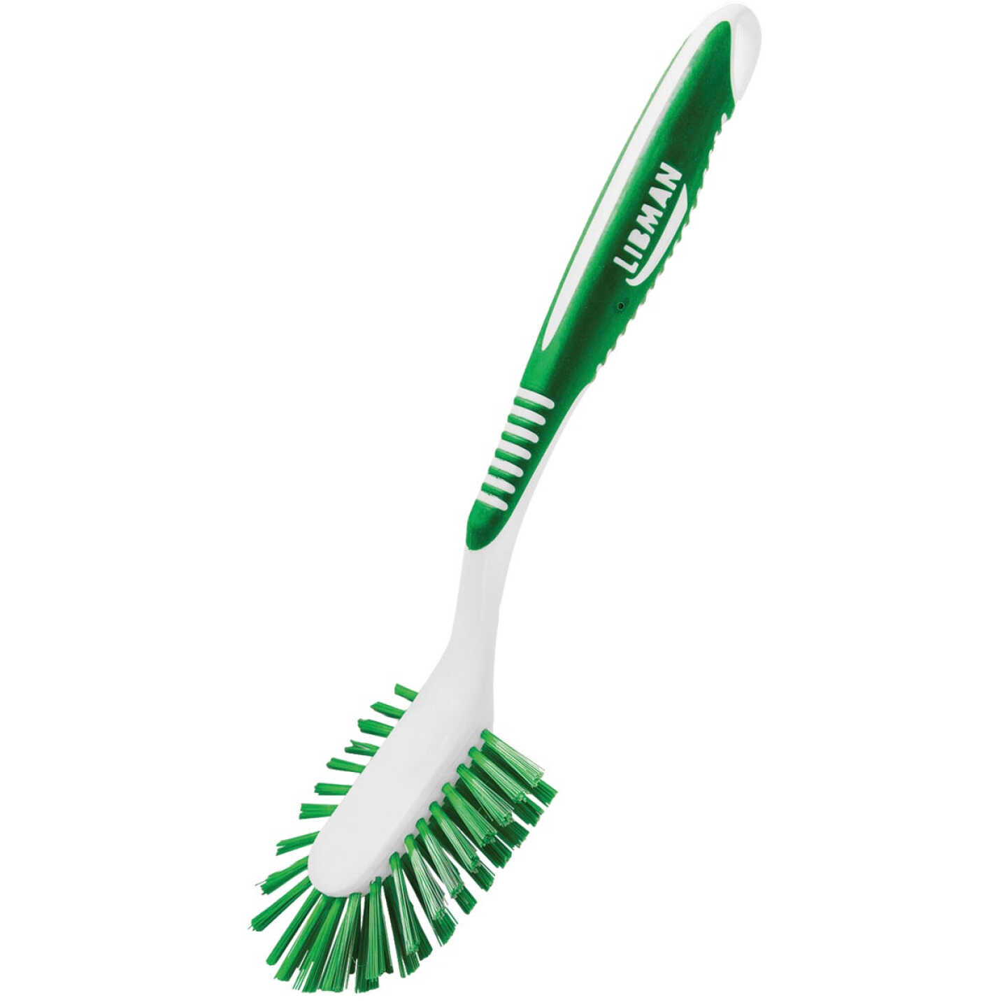 Libman Green & White Polymer 8 In. Ergonomic Rubber Grip Dish Brush Image 1