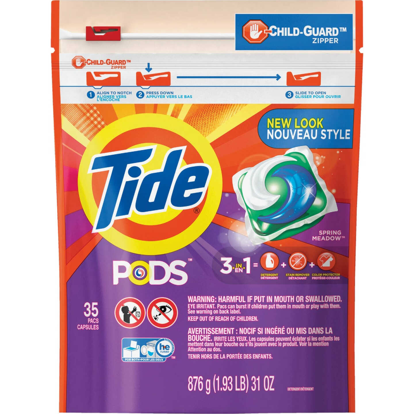 Tide Pods Spring Meadow Child-Guard Zipper Laundry Detergent (35-Count) Image 1