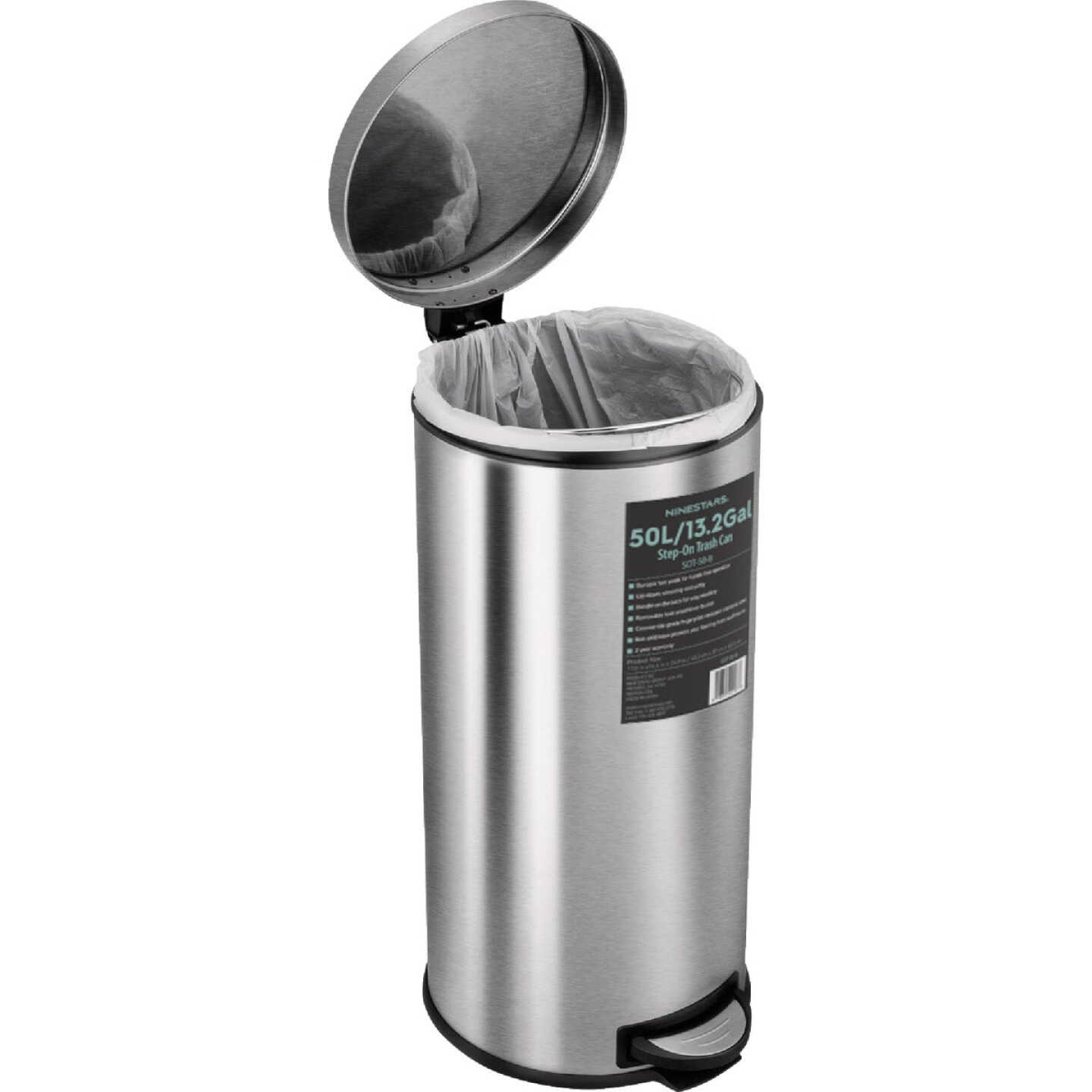 Ninestars 8 Gal. Foot Pedal Round Trash Can Image 5