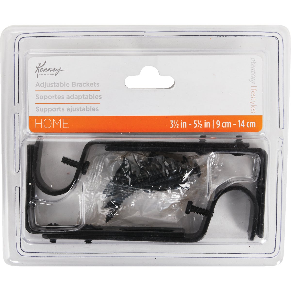 Kenney Adjustable Single Black Curtain Rod Bracket (2-Pack) Image 2