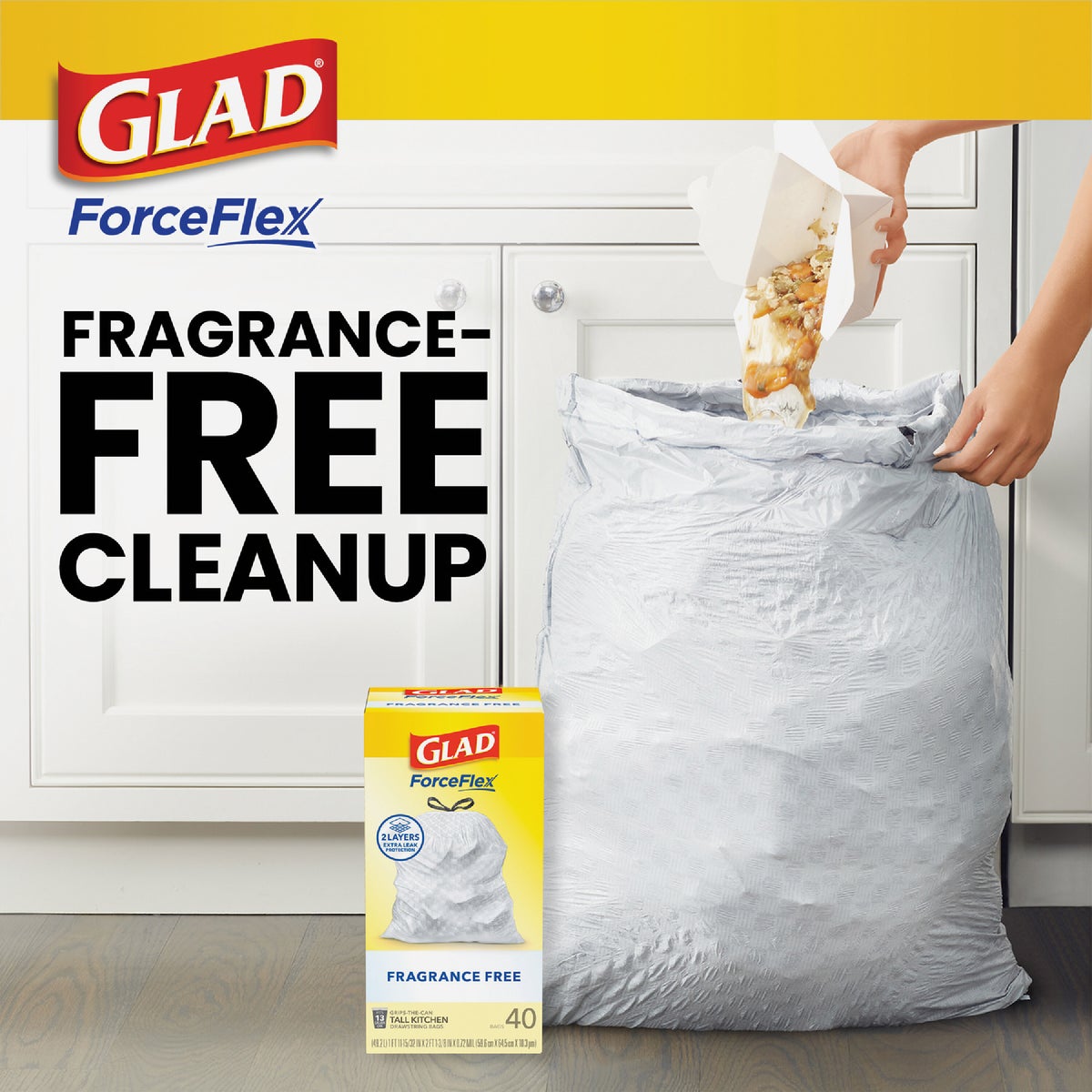 Glad ForceFlex 13 Gal. Tall Kitchen Trash Bags (40-Count) Image 2