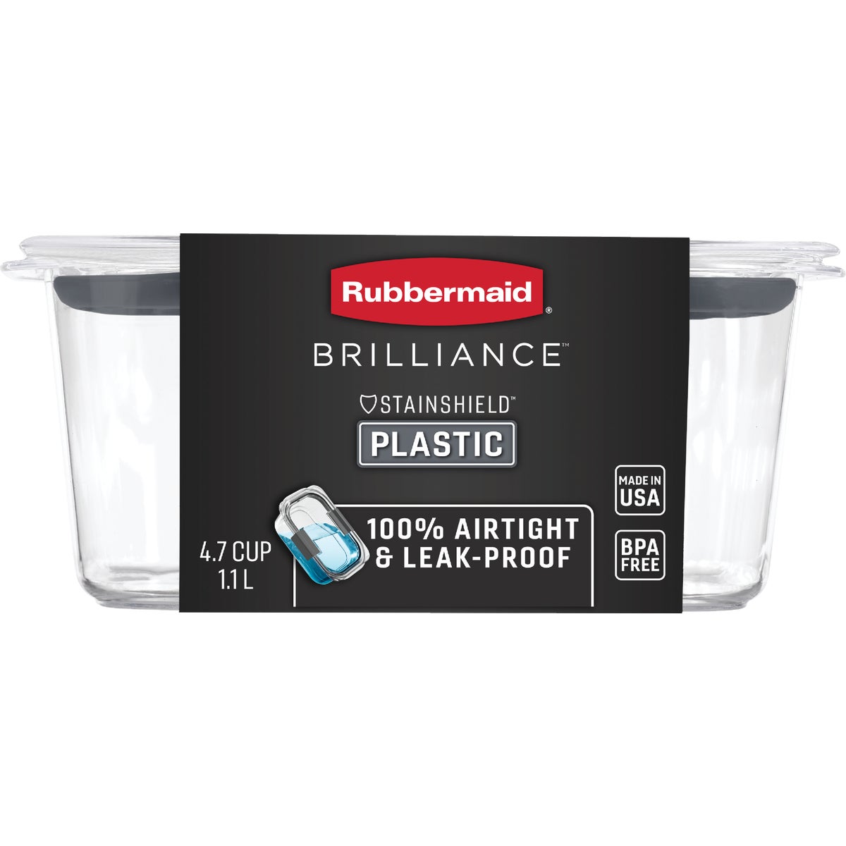 Rubbermaid Brilliance 4.7 C. Clear Rectangle Food Storage Container Image 1