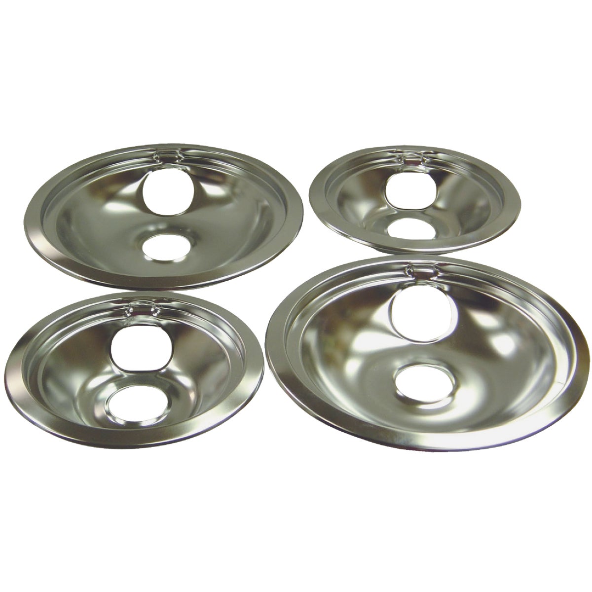 Range Kleen Electric (2) 6" & (2) 8" Style B Round Chrome Drip Pan Image 1
