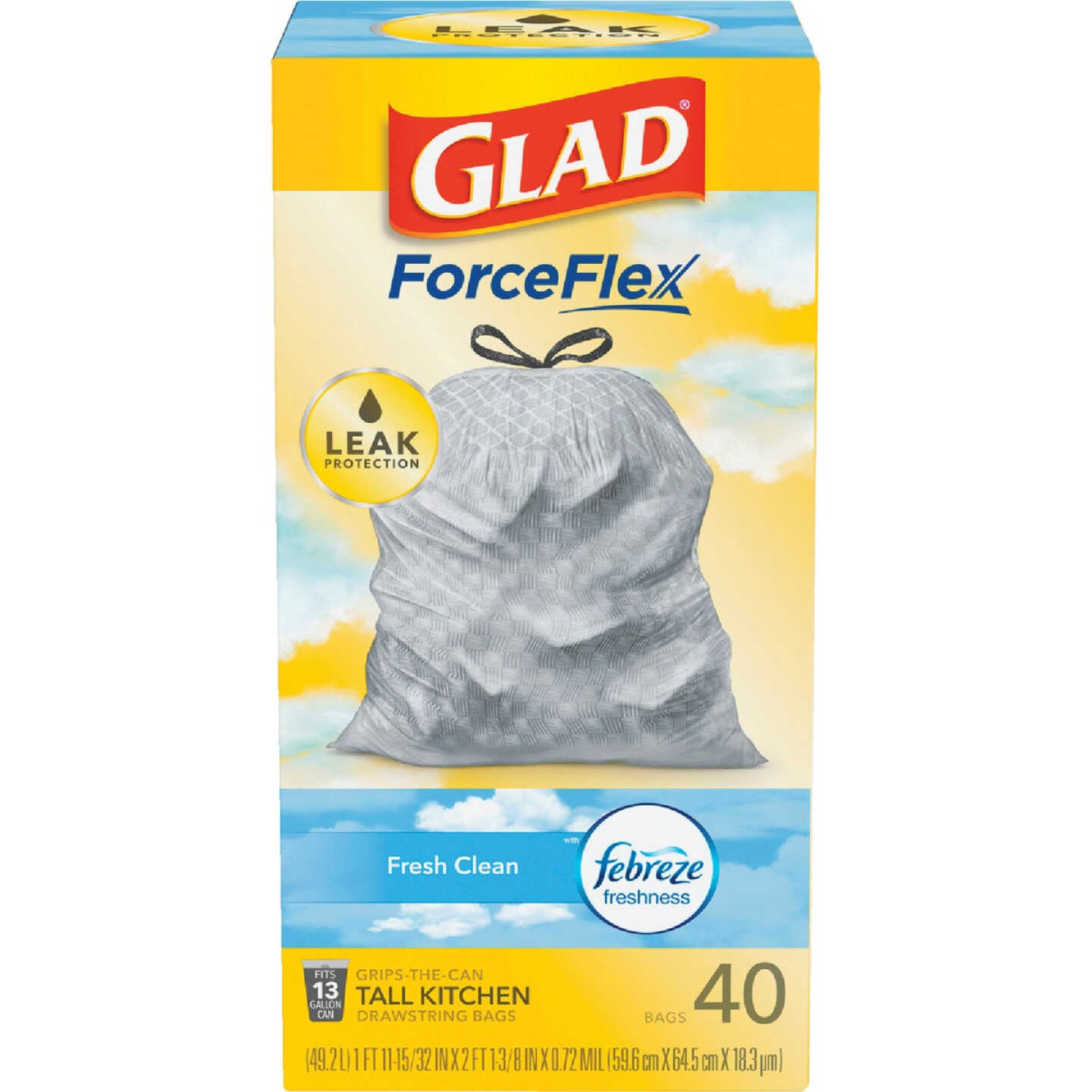 Glad Febreze 13 Gal. Fresh Scent Tall Kitchen White Trash Bag (40-Count) Image 5