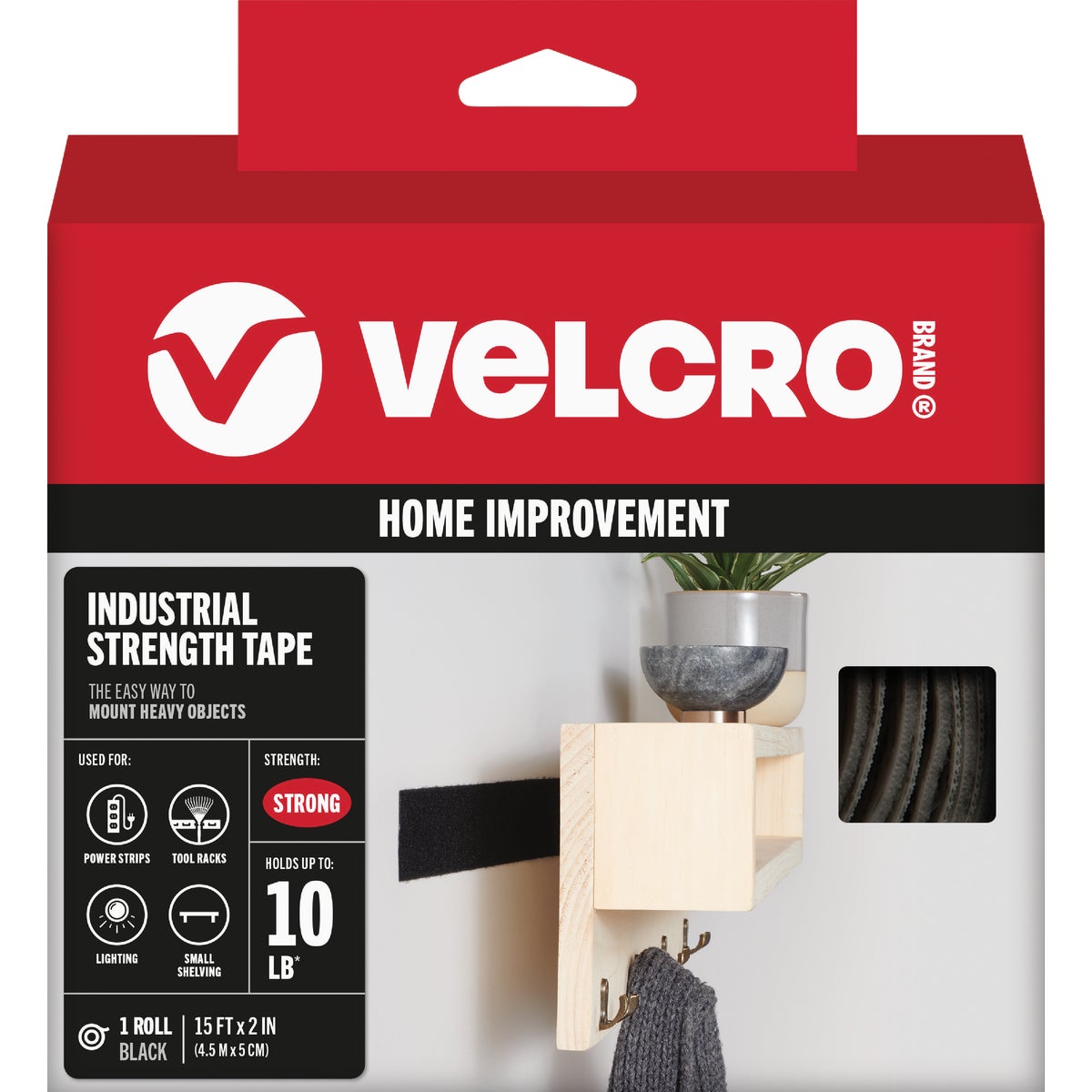VELCRO Brand 2 In. x 15 Ft. Black Industrial Strength Hook & Loop Roll