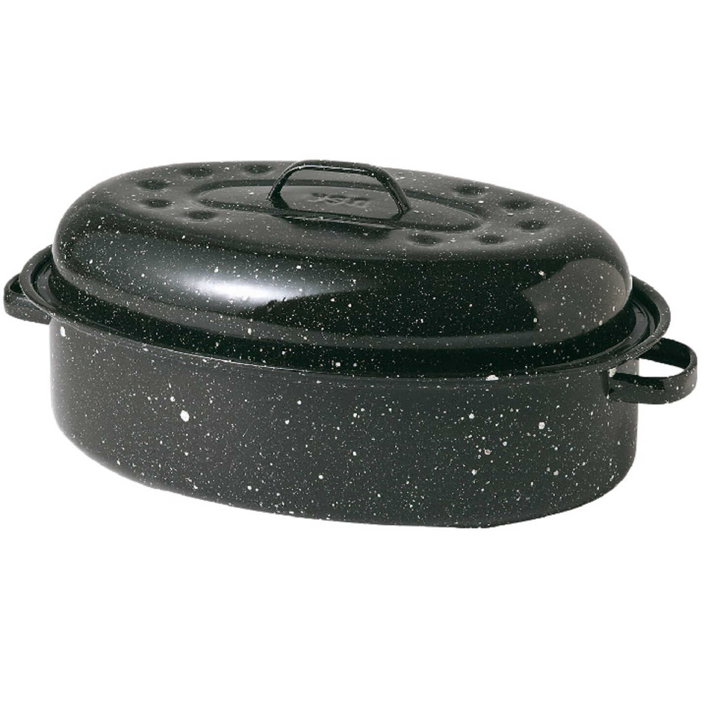 GraniteWare 15 In. Black Covered Oval Roaster Image 1