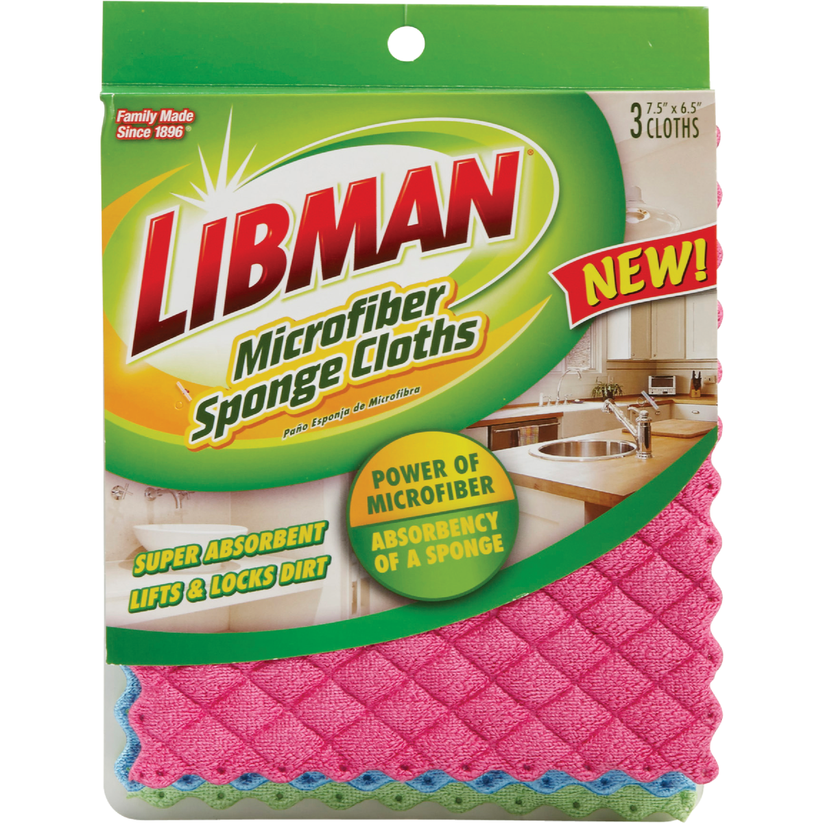 Libman 10 In. x 7 In. Microfiber Sponge Cloth (3-Count) Image 2