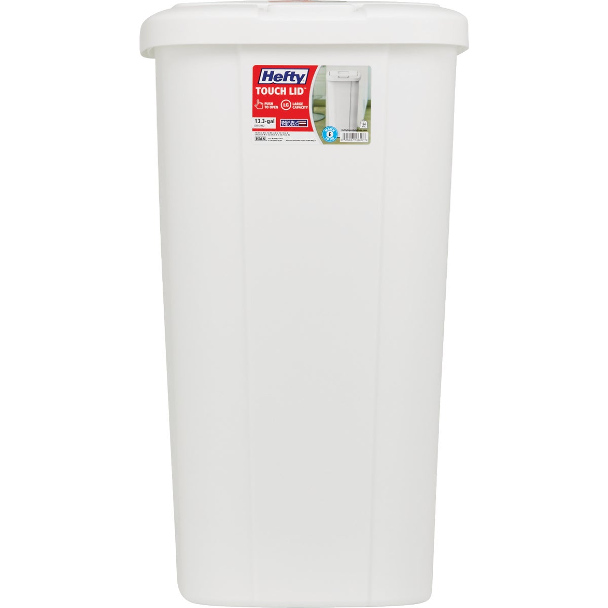 Hefty 13 Gal. White Wastebasket with Lid Image 2