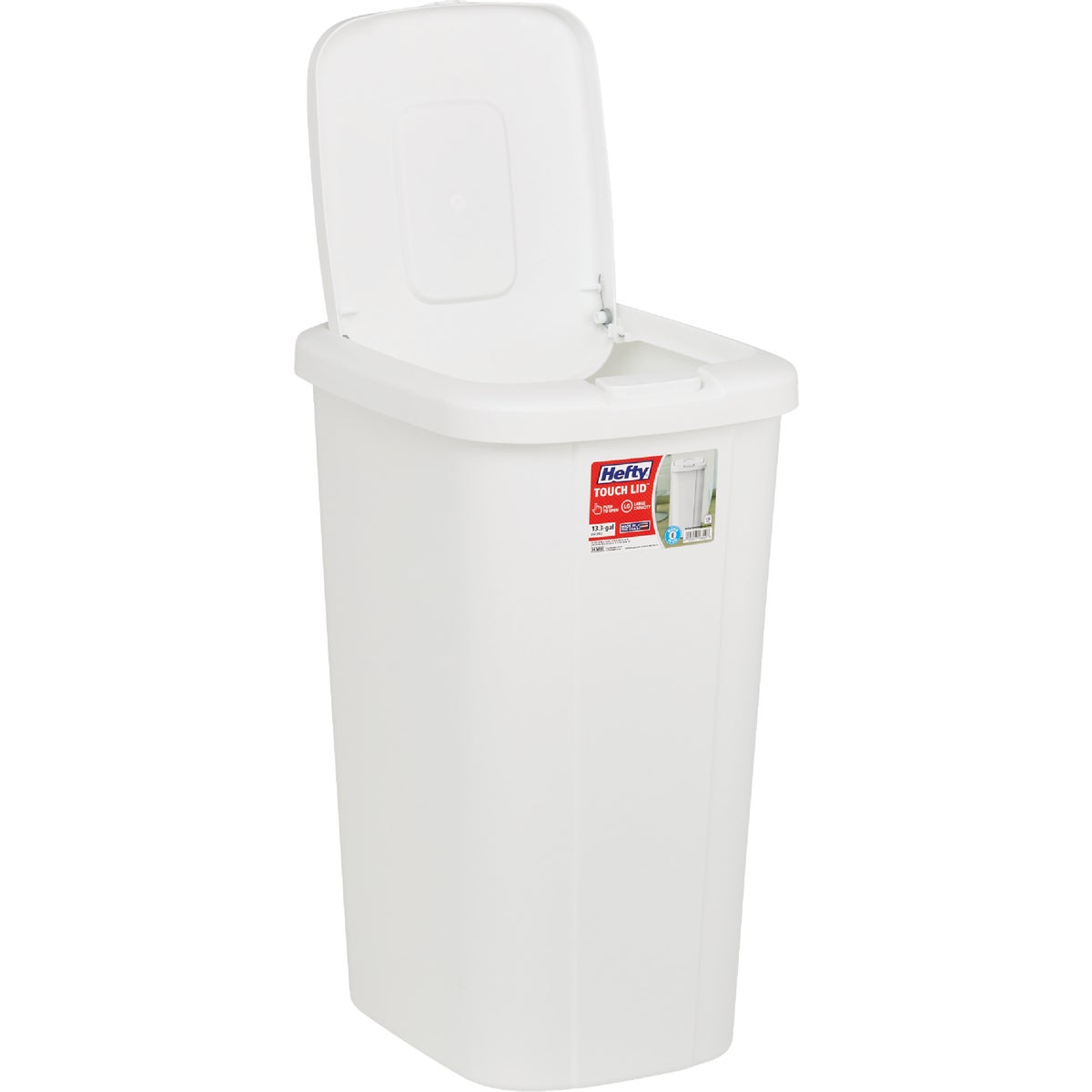 Hefty 13 Gal. White Wastebasket with Lid Image 3