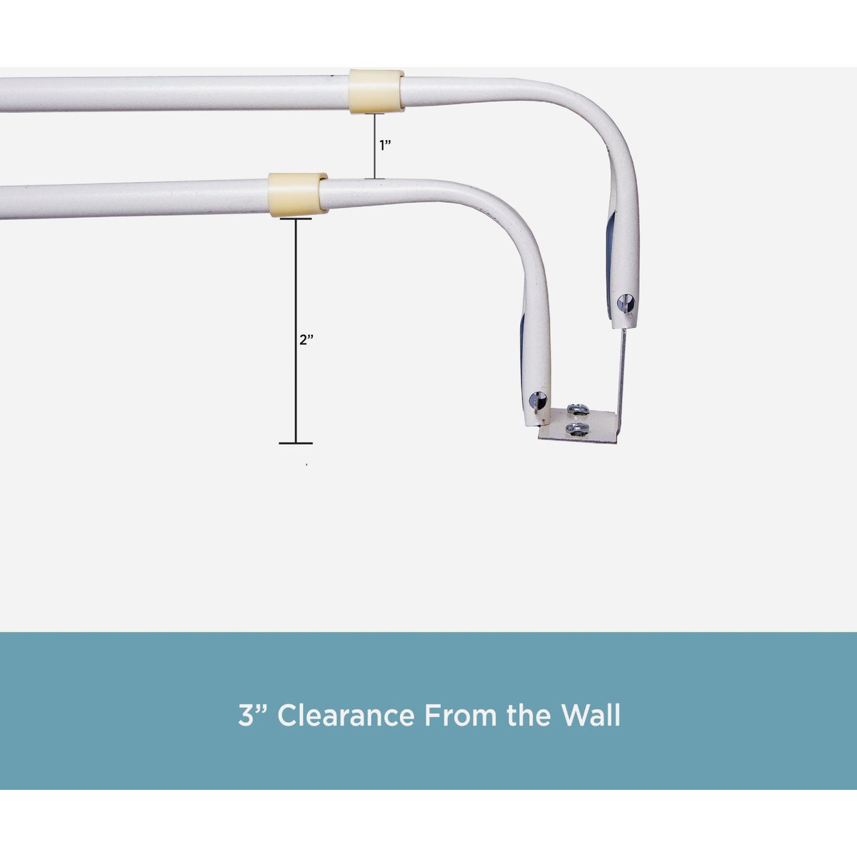 Kenney 28 In. To 48 In. Double White Curtain Rod Image 7