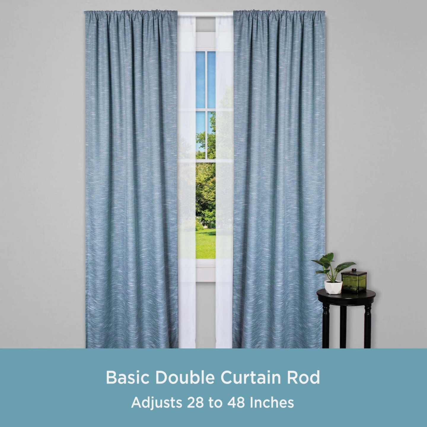 Kenney 28 In. To 48 In. Double White Curtain Rod Image 2