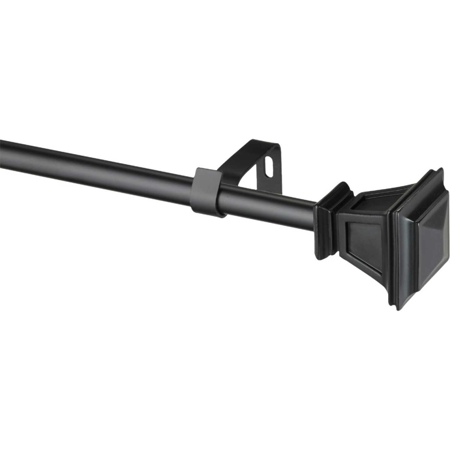 Kenney Seville 90 In. To 130 In. 5/8 In. Single Black Curtain Rod Image 1