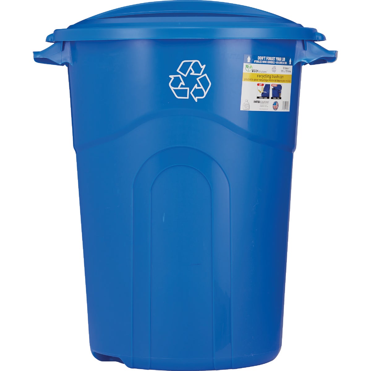 United Solutions 32 Gal. Recycling Trash Can with Lid Image 2