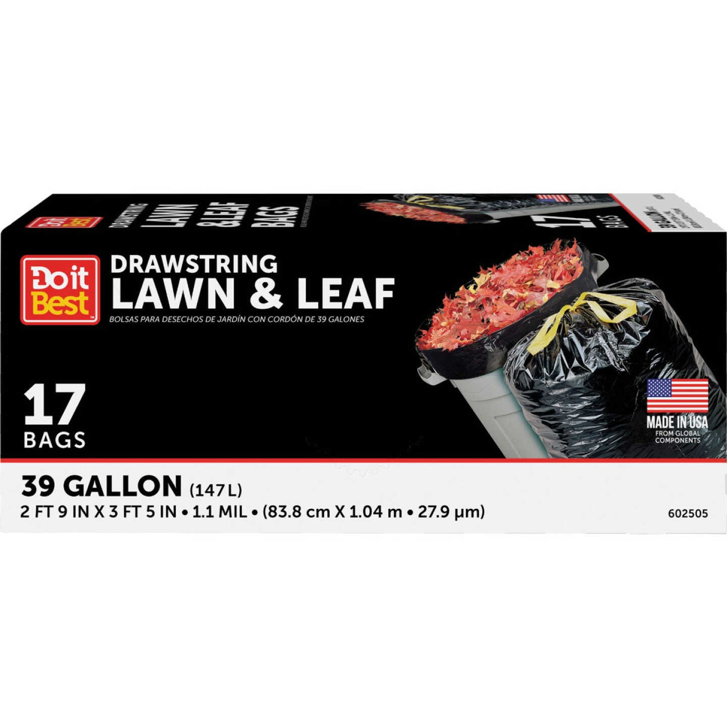 Do it Best 39 Gal. Black Drawstring Lawn & Leaf Bag (17-Count) Image 1