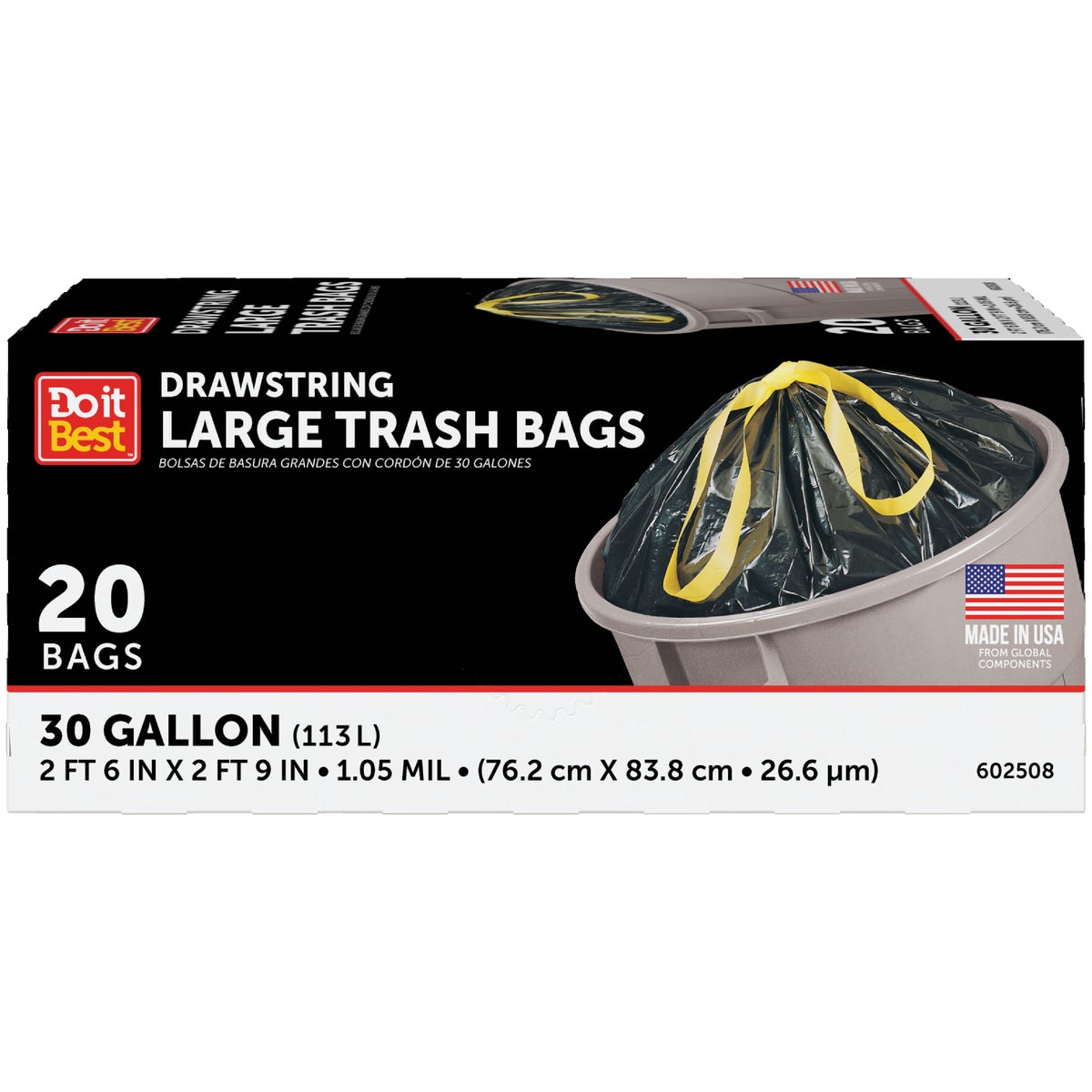 Do it Best 30 Gal. Large Black Trash Bag (20-Count)
