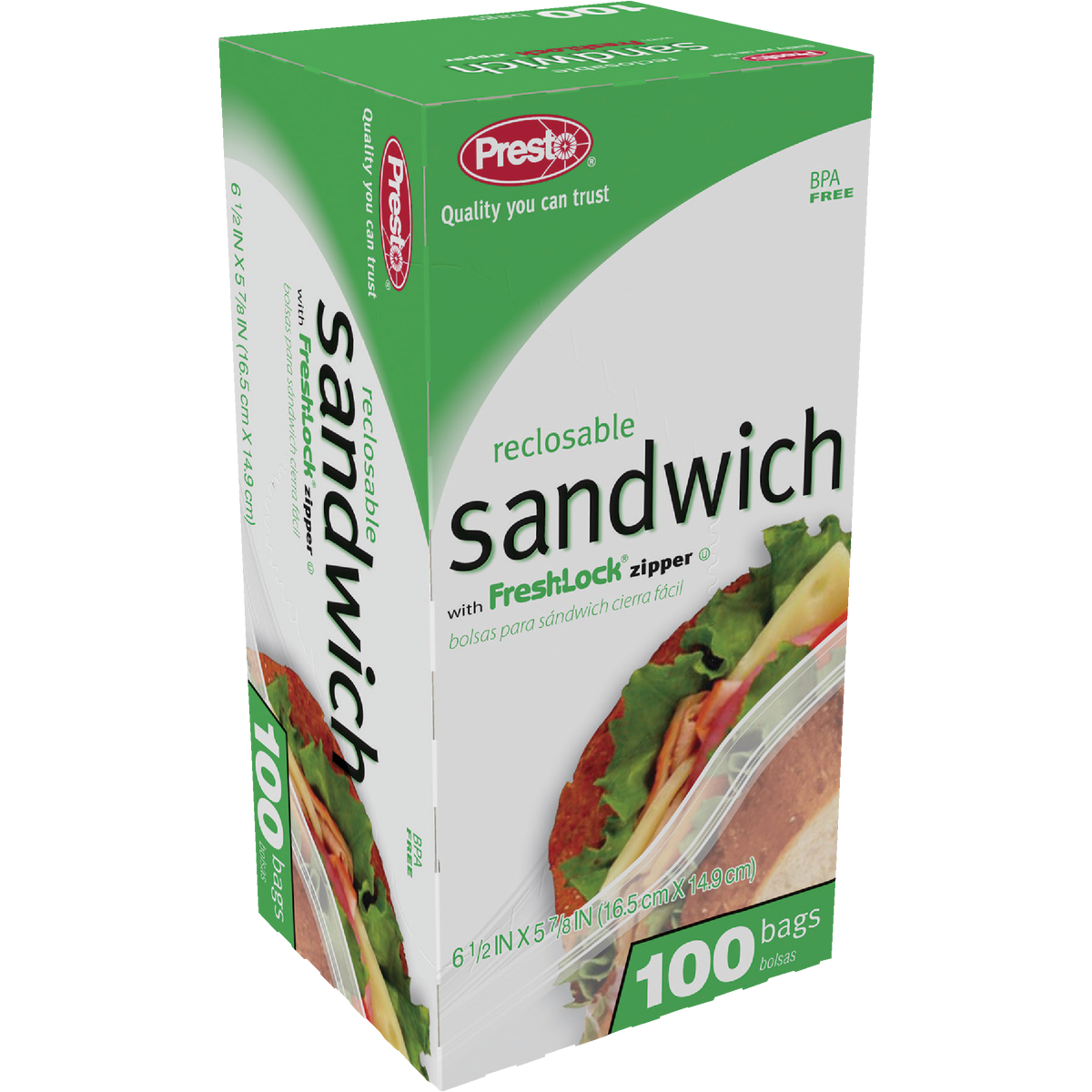 Presto Recloseable Sandwich Bag with Color Grip Opening (90-Count)