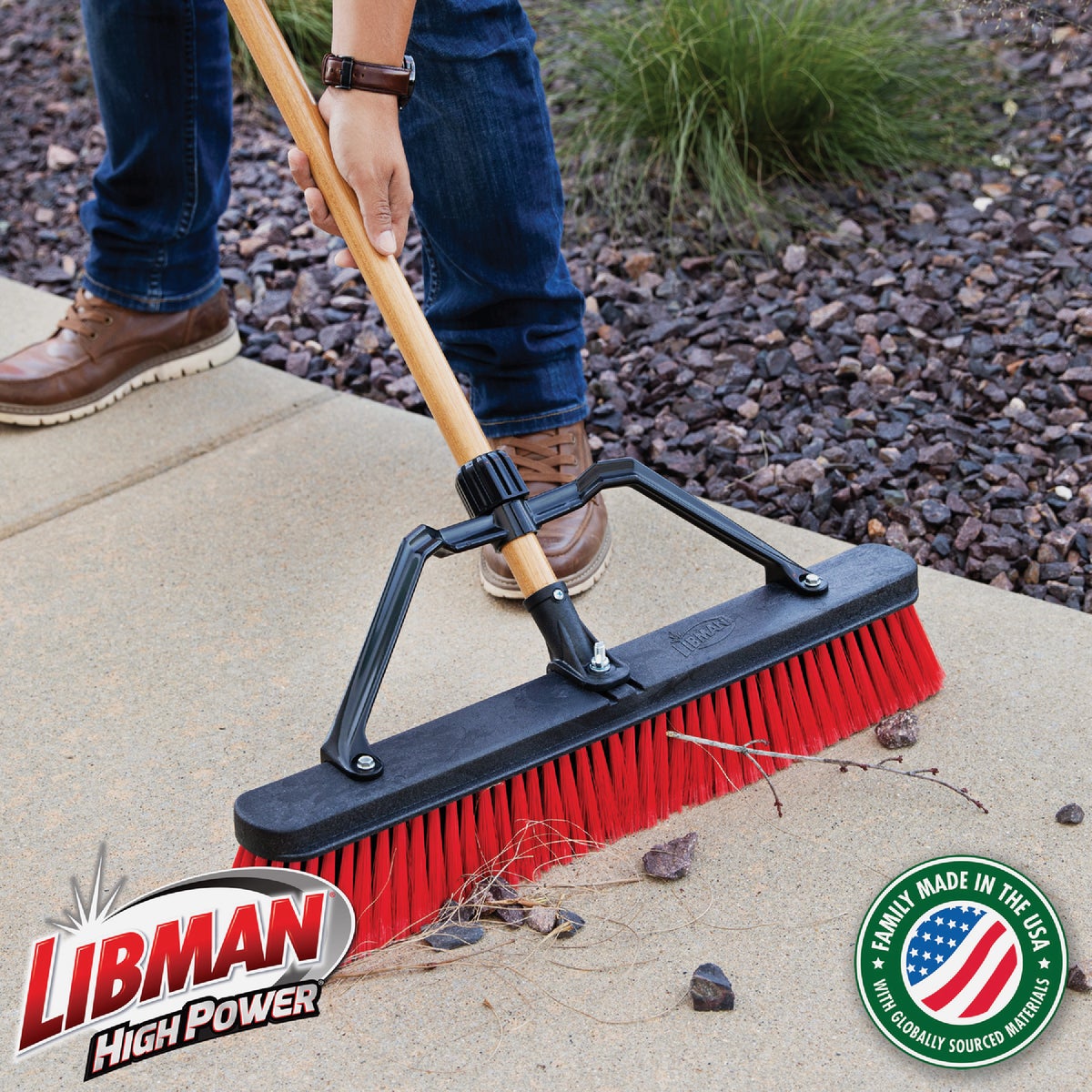 Libman 24 In. W. x 65 In. L. Wood Handle Multi-Surface Industrial Push Broom Image 3