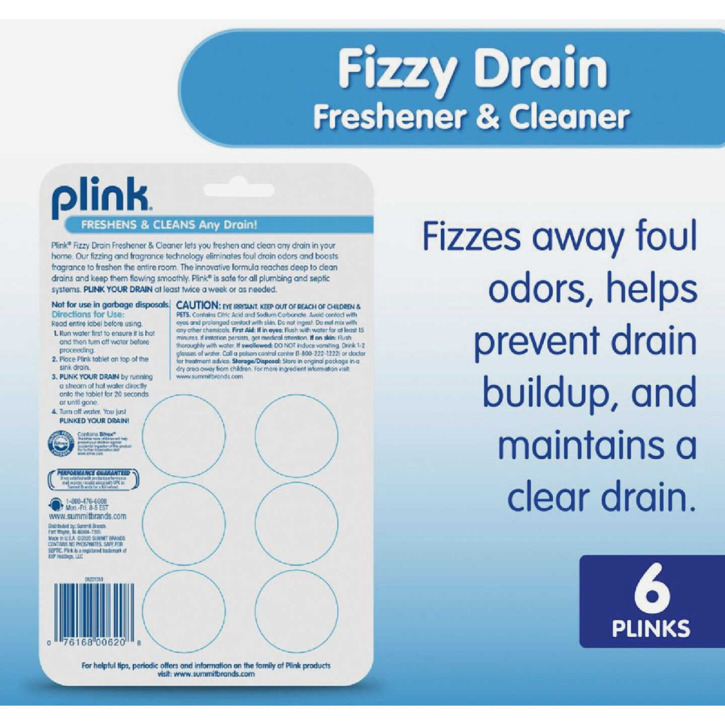 Plink Fizzy Drain Freshener & Cleaner (6-Tabs) Image 2