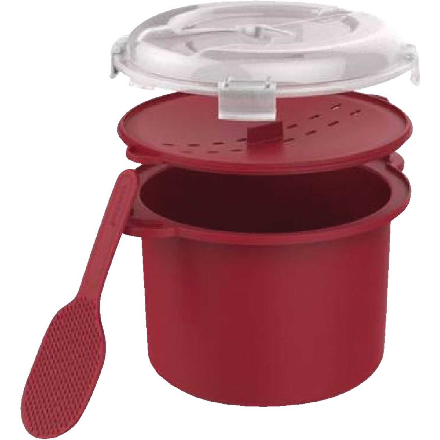 Goodcook 3 Cup Plastic Red Microwave Rice Steamer Image 1
