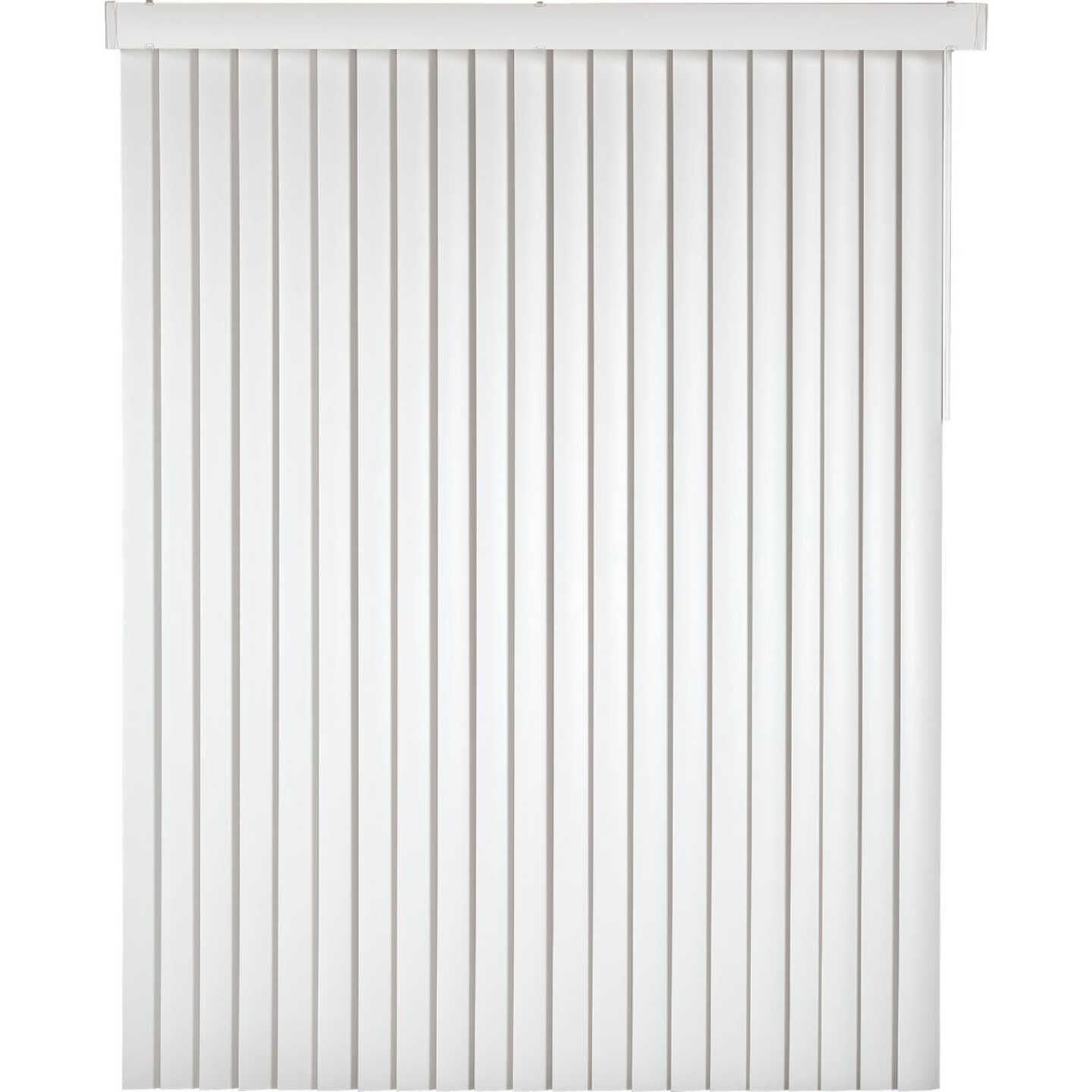 Home Impressions 66 In. x 84 In. x 3.5 In. White Vinyl Room Darkening Vertical Cordless Blind Image 1