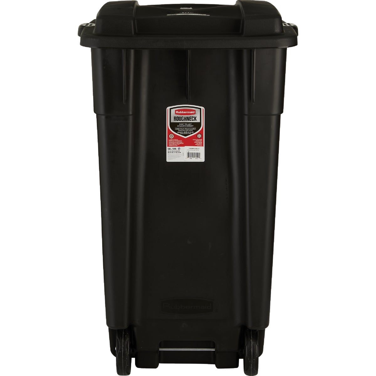 Rubbermaid 50 Gal. Black Wheeled Trash Can with Lid Image 6