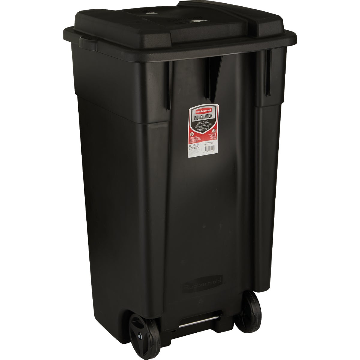 Rubbermaid 50 Gal. Black Wheeled Trash Can with Lid Image 4