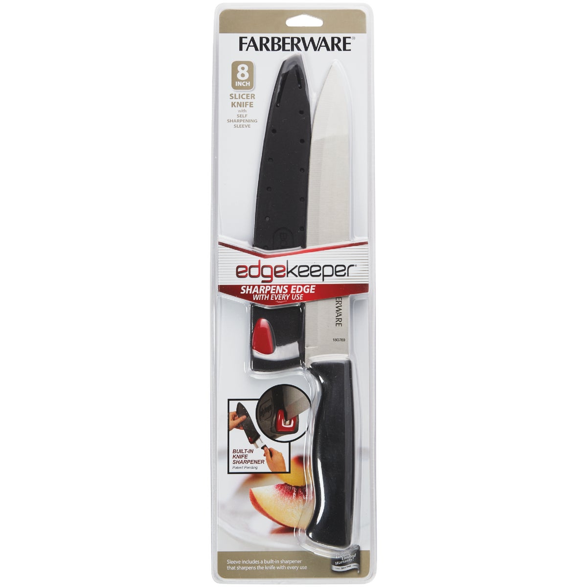 Farberware 8 In. Black Slicer Knife with Edgekeeper Sheath Image 2