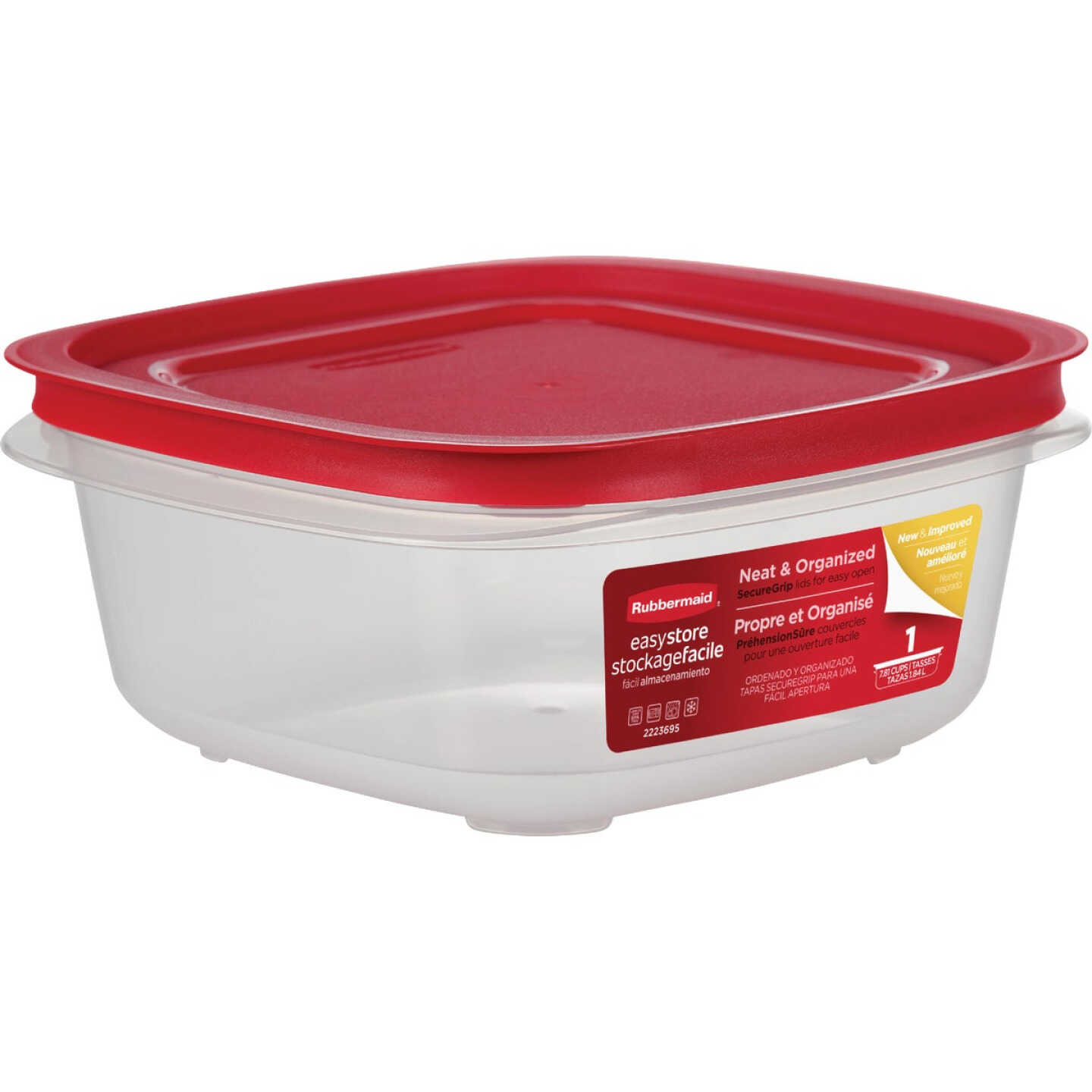 Rubbermaid EasyStore 7.81 C. Clear Square Food Storage Container with Lid Image 2