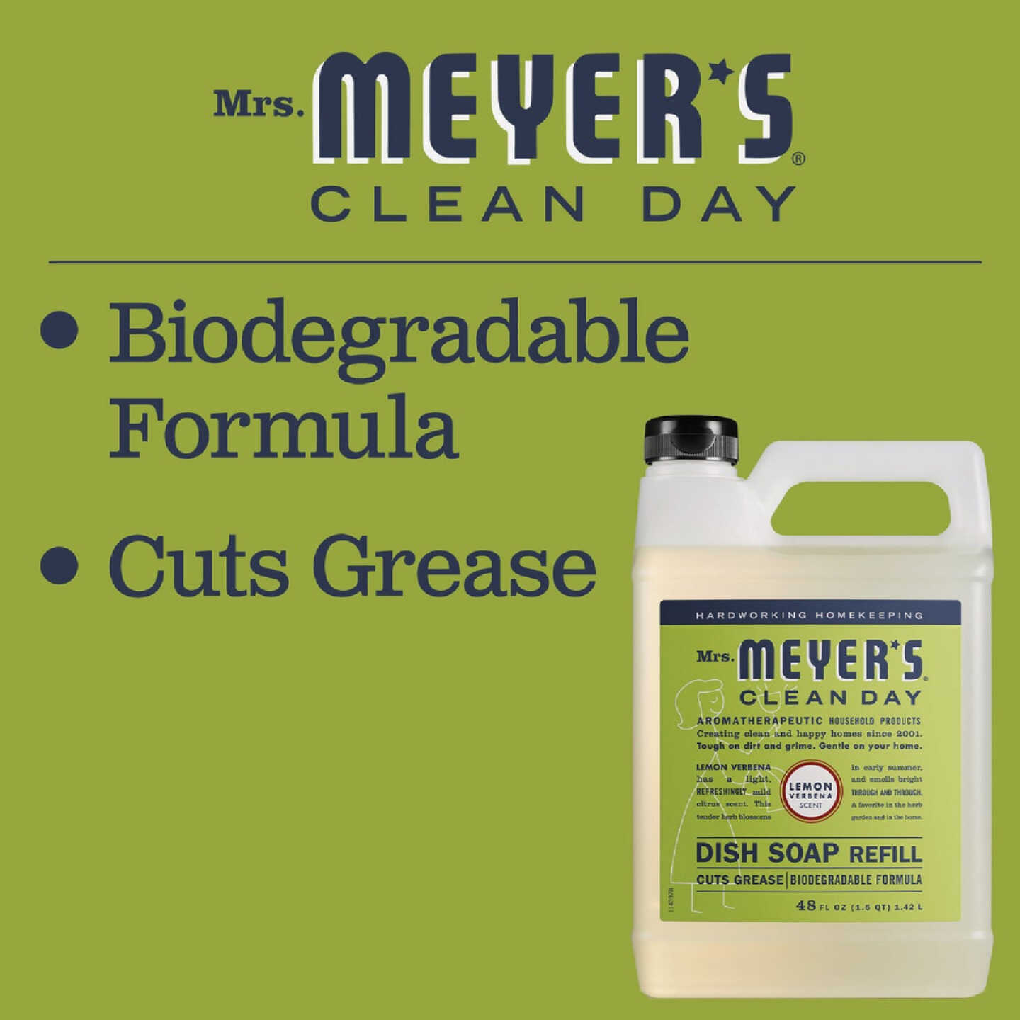 Mrs. Meyer's Clean Day 48 Oz. Lemon Verbena Liquid Dish Soap Refill Image 2