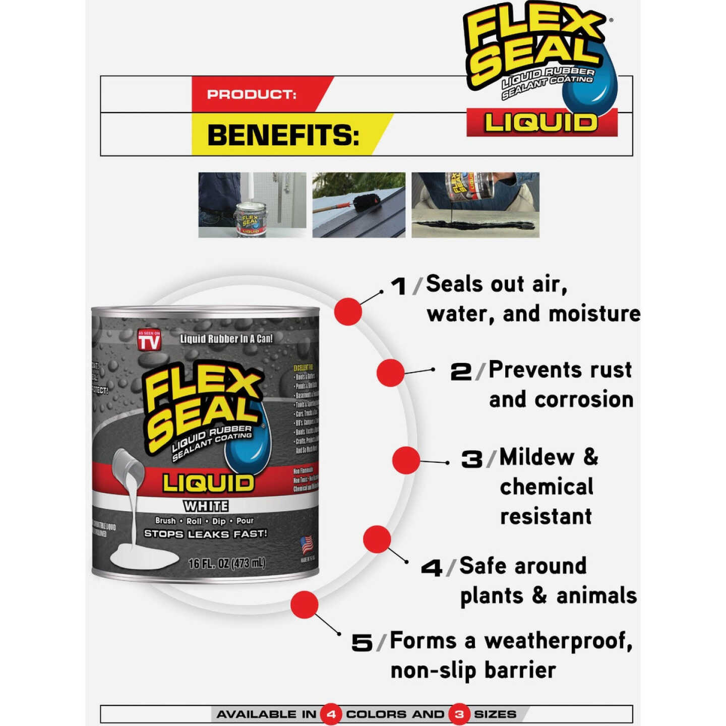 FLEX SEAL 1 Qt. Liquid Rubber Sealant, Gray Image 5
