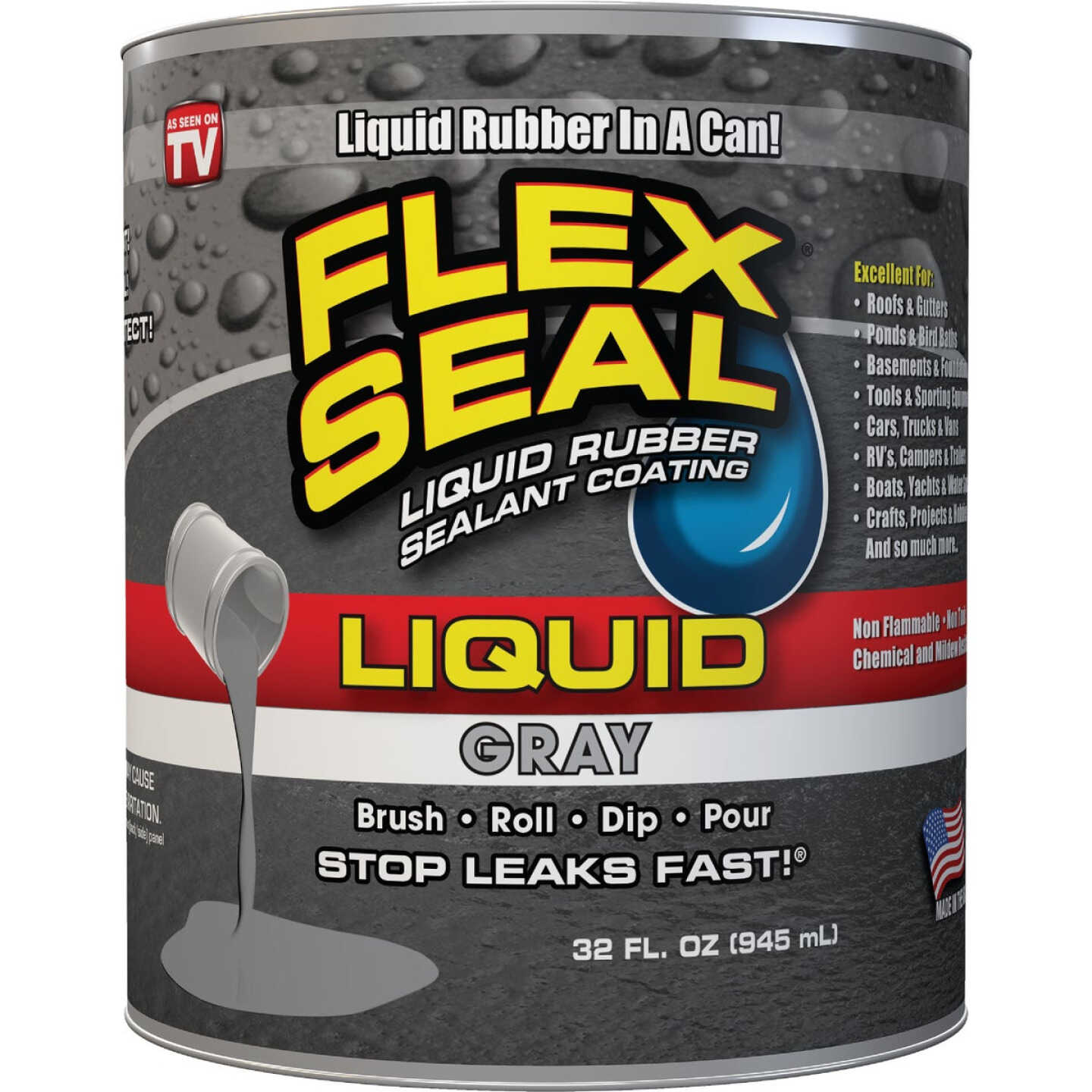 FLEX SEAL 1 Qt. Liquid Rubber Sealant, Gray Image 1