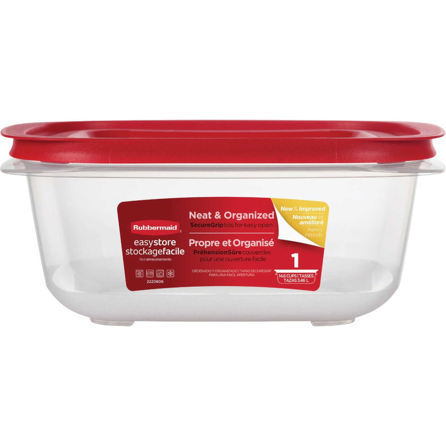 Rubbermaid EasyStore 14.66 C. Clear Square Food Storage Container with Lid Image 1
